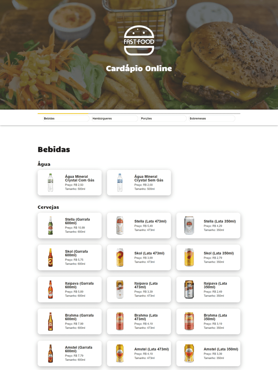 Site Fast Food Menu
